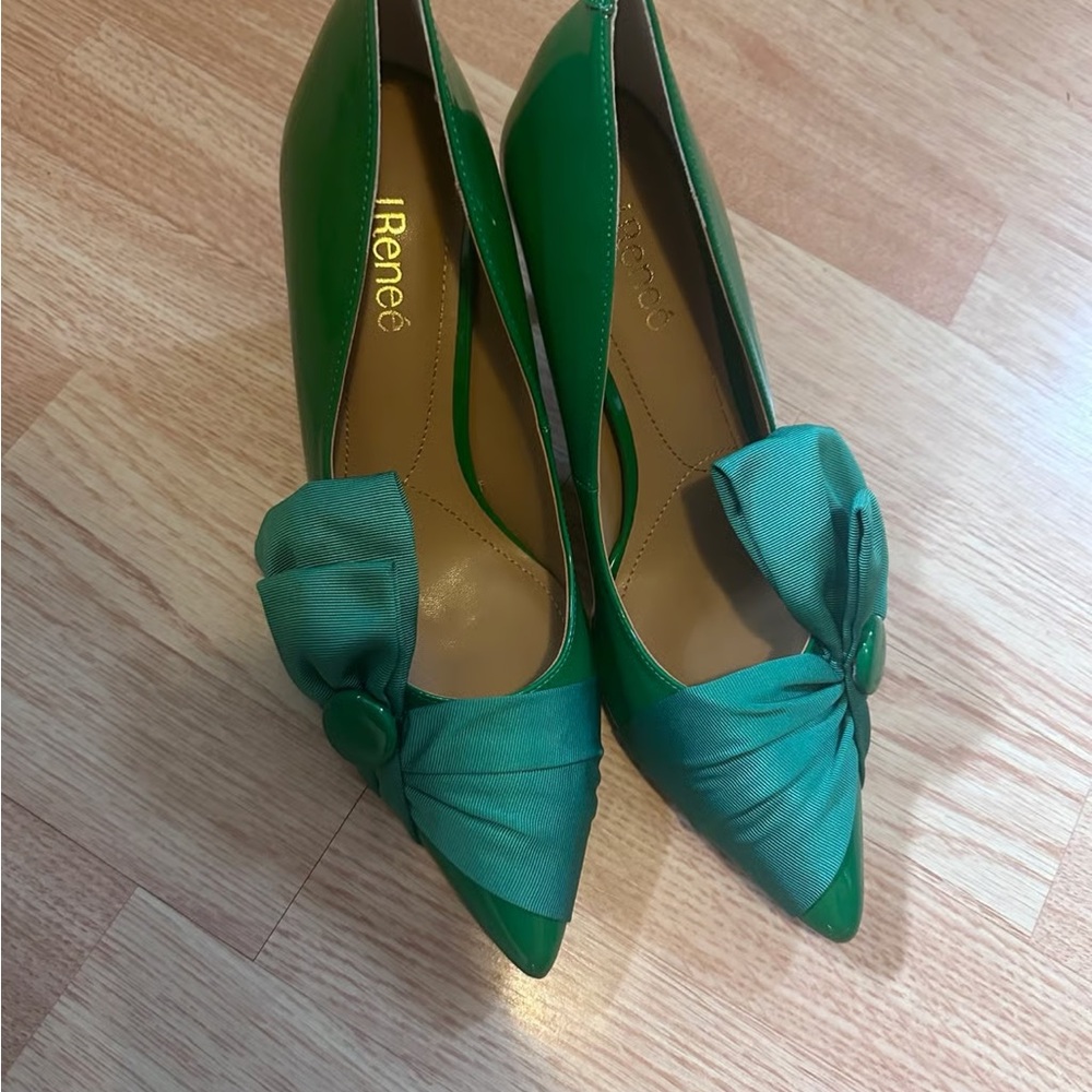 Green Bow Detail Women's Heels